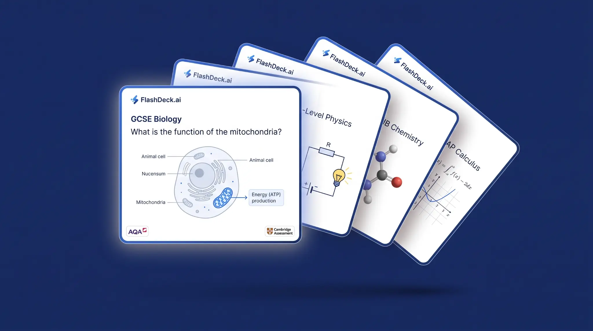 FlashDeck.AI — GCSE Biology flashcard with animal cell diagram